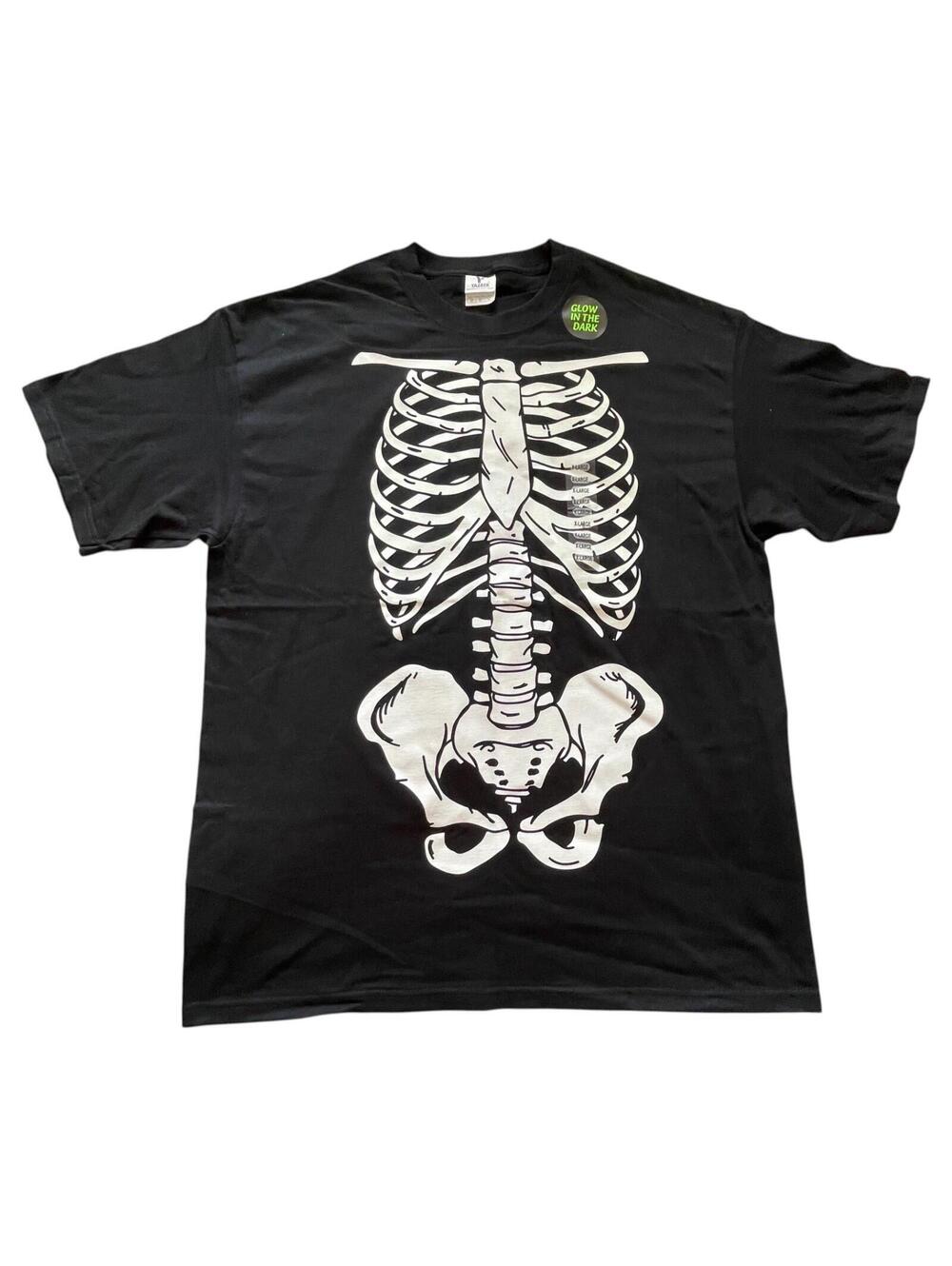 Yazbek Skeleton T Shirt Mens XL Black Glow In Dark Graphic Halloween Tee NWOT